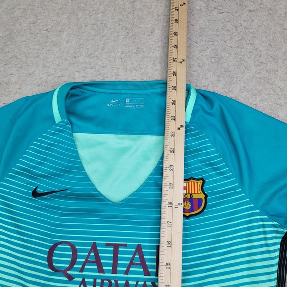 Nike FC Barcelona Soccer Teal Jersey 2016-17 Third Kit Shirt Jersey Womens M - Picture 12 of 14
